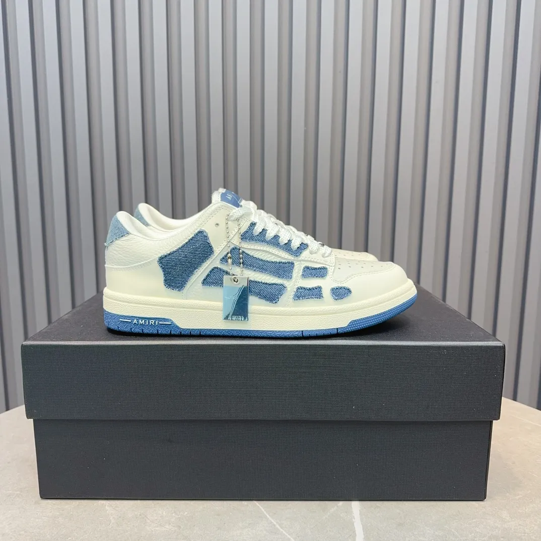 Men's men's shoes 💰600 AMIRI high street sneakers with bone sports shoes, toe layer cowhide upper, upper side bones, hand-stitched, good three-dimensional effect, customized metal LOGO, size 38-45 46